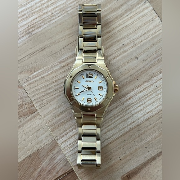 Seiko Coutura Ladies Watch Gold-Tone Bracelet Case White Dial Date Window main image 10